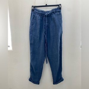 Free People High Waisted Paper bag Linen Trouser Pants Size XS